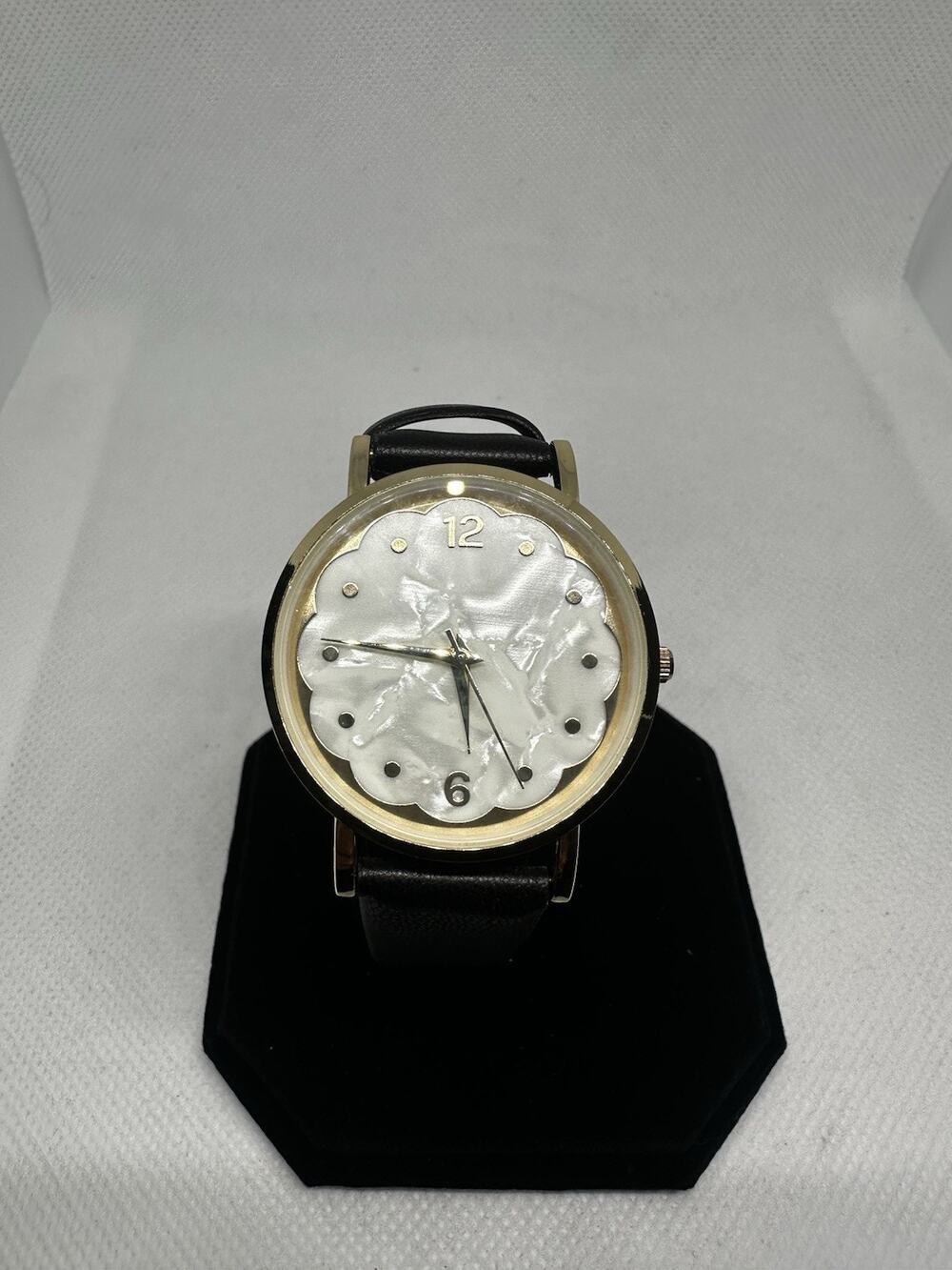 Unisex Watch Black Vegan Leather Band Stainless Steel White Dial Japan Movement